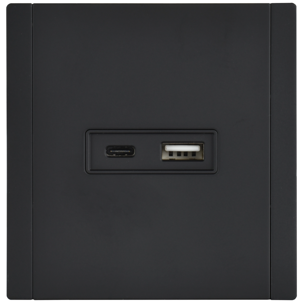 FORTE&PIANO Розетка USB A+C 18Вт FP151M металл черный IEK