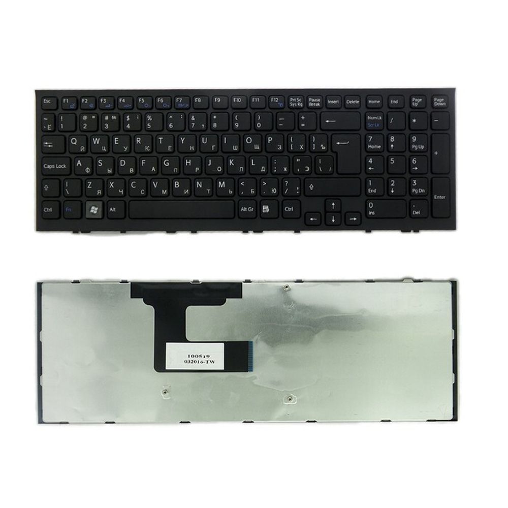 Клавиатура для ноутбука Sony Vaio VPC-EL, VPCEL Series (Г-образный Enter, Черная, с черной рамкой)