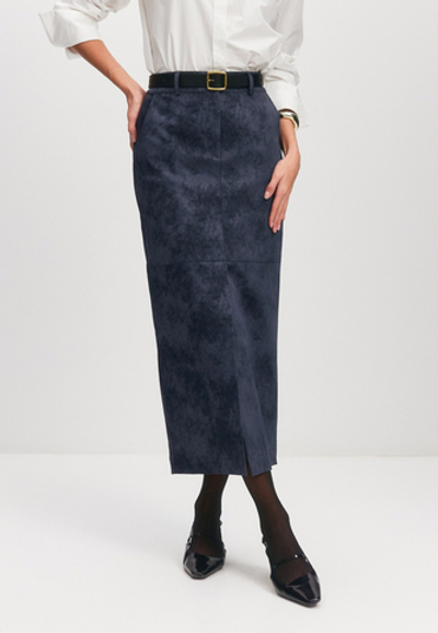 Фактурная юбка миди из экокожи