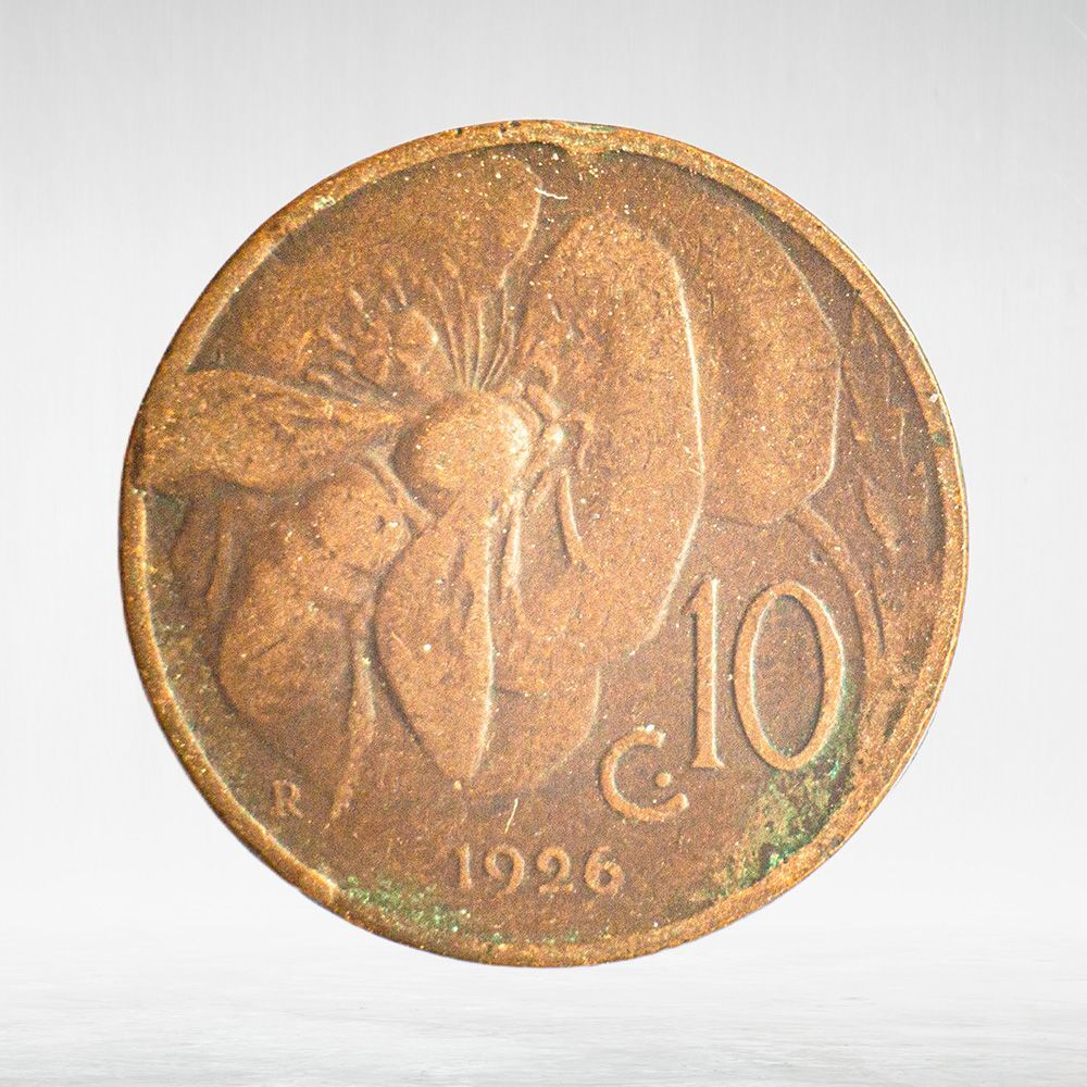 Italy 10 Centesimi 1926 R "Victor Emmanuel III",VF