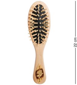 Народные промыслы BST-327/3 Массажная расческа деревянная «Бабочки» (береста)