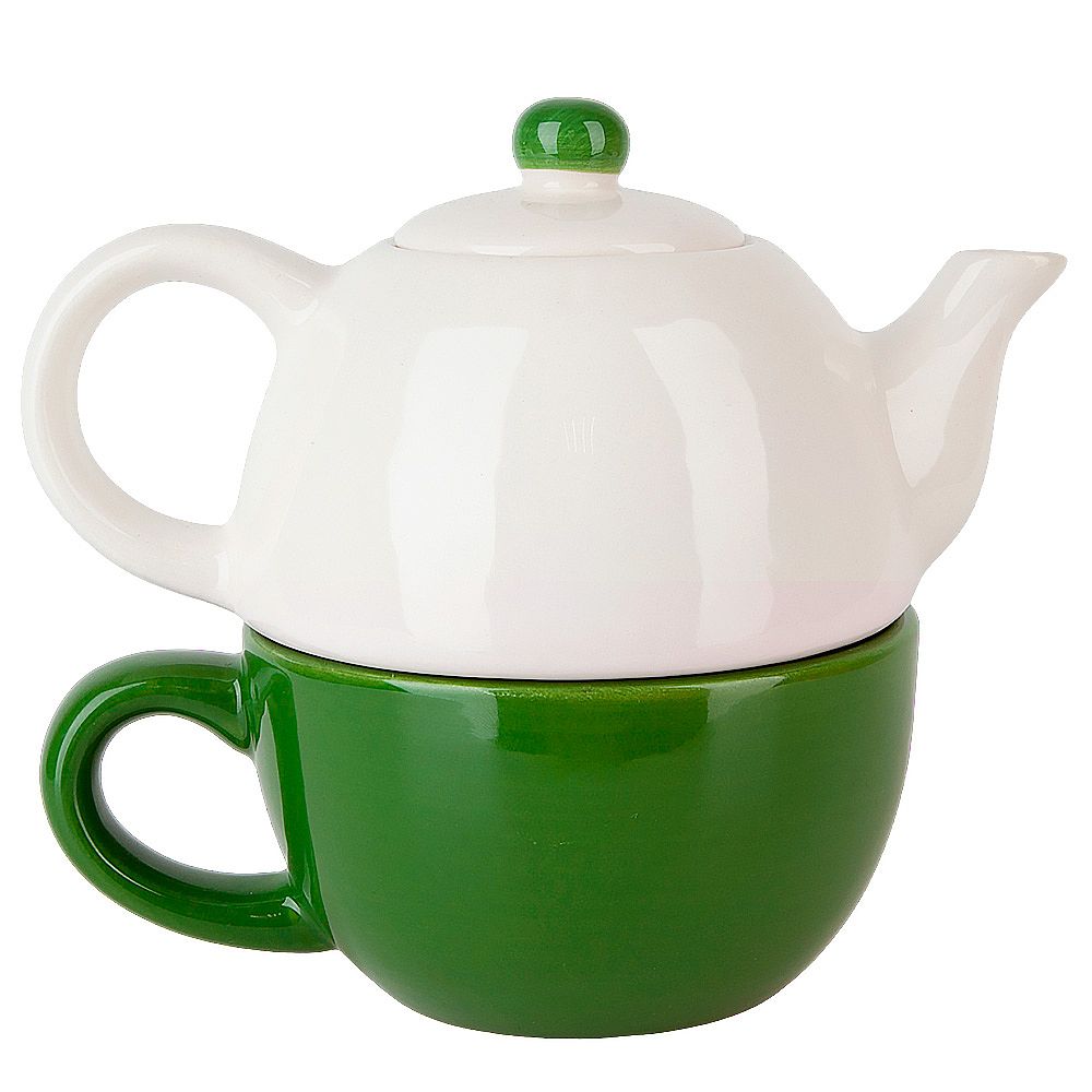 Набор 2пр " ": чайник v=380мл и чашка v=350мл (керамика) (подарочная упаковка)