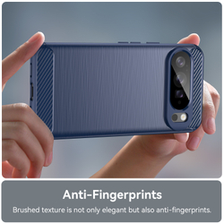 Чехол синего цвета с дизайном под карбон на Google Pixel 10 Pro XL, серия Carbon от Caseport