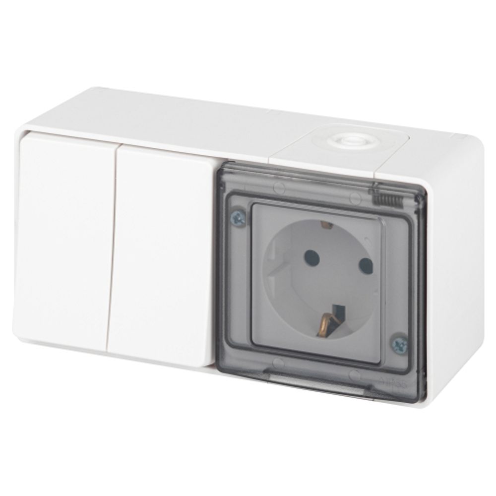 Блок розетка с выключателем ЭРА Эксперт 11-7502-01 двойной IP55 16A 10AX-250В ОУ белый | Эра Эксперт