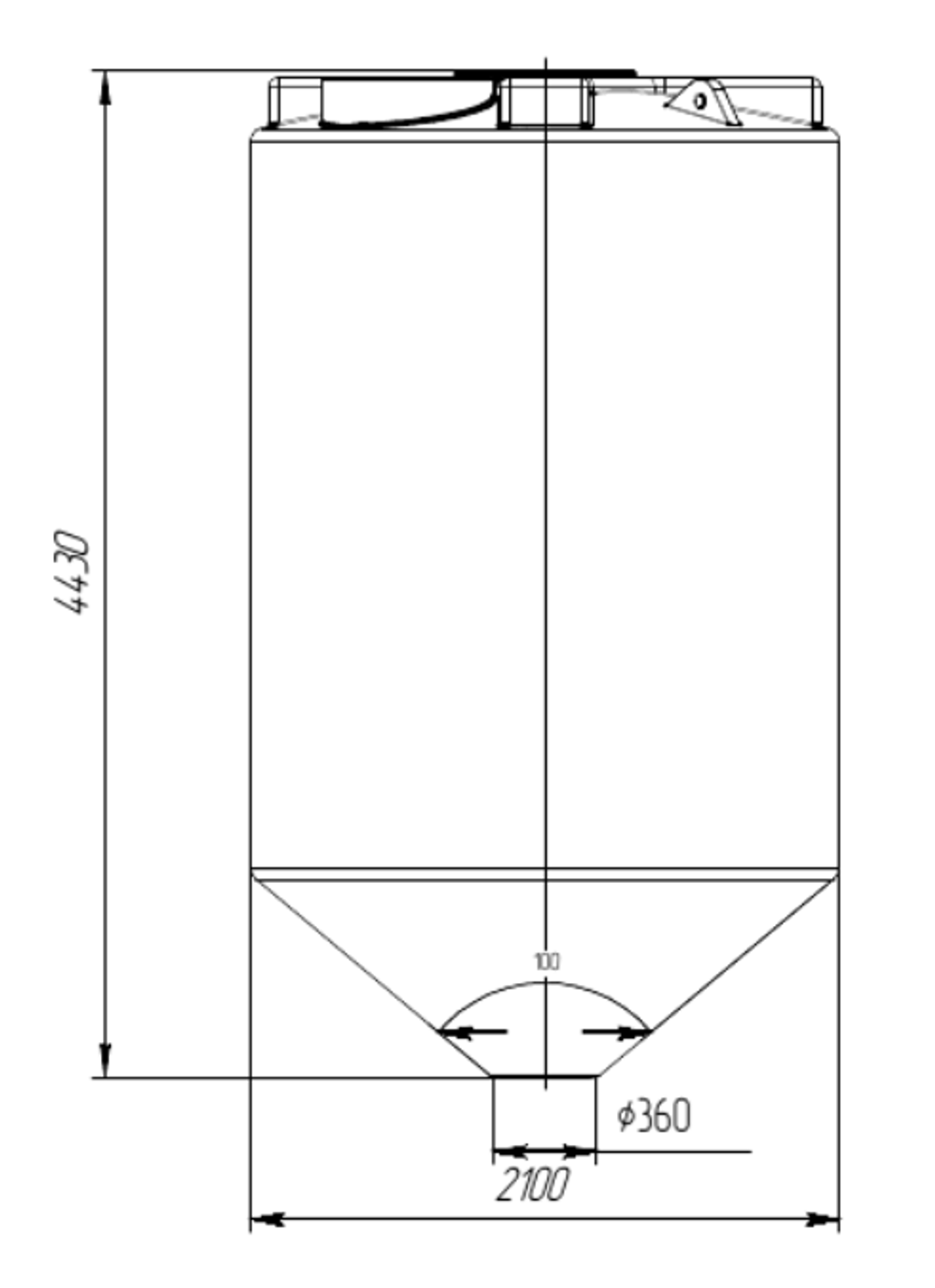 Бункер 14000л Политим 14000 л.(2100x2100x4430см;синий) - арт.560919