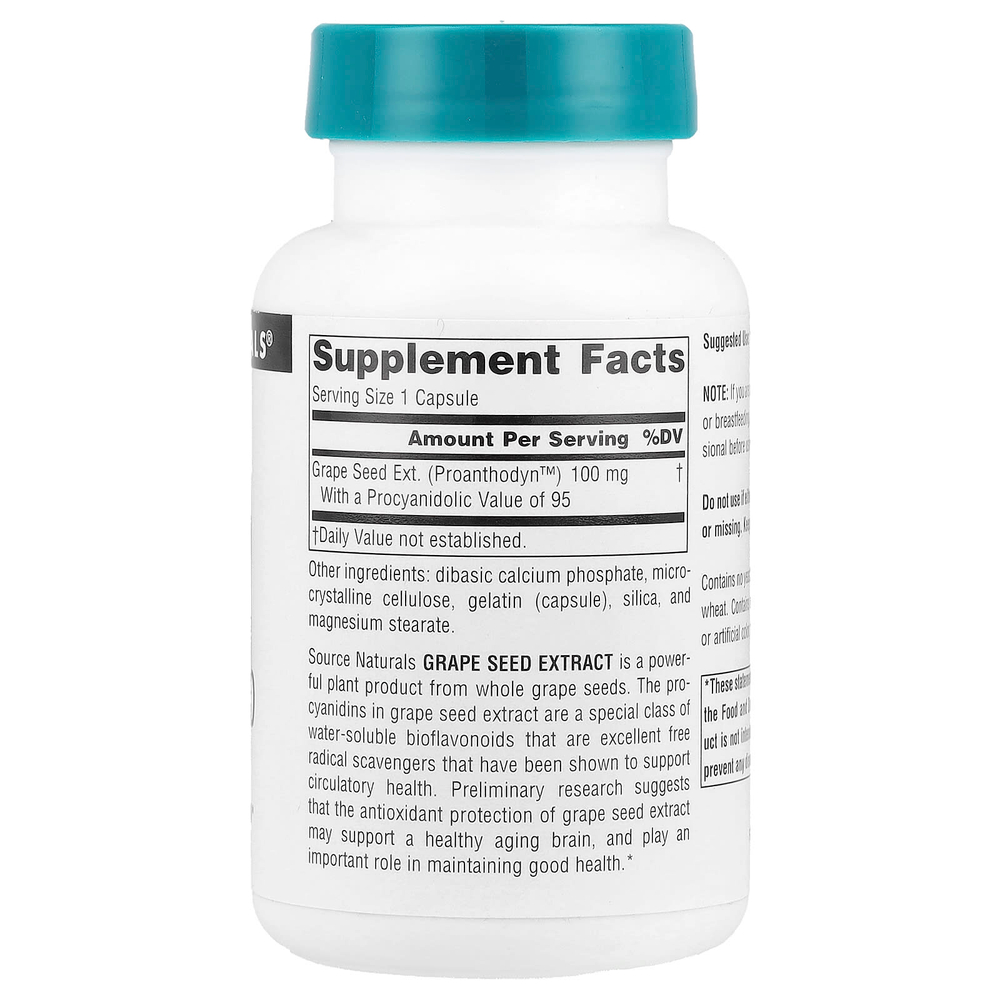 Source Naturals, Proanthodyn ™, экстракт виноградных косточек, 100 мг, 120 капсул