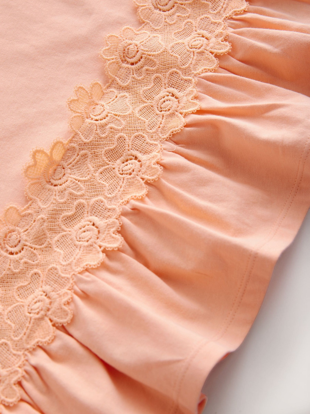 Футболка с кружевом для девочки Next E44-411, Персиковый