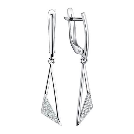 Серьги из серебра с фианитами