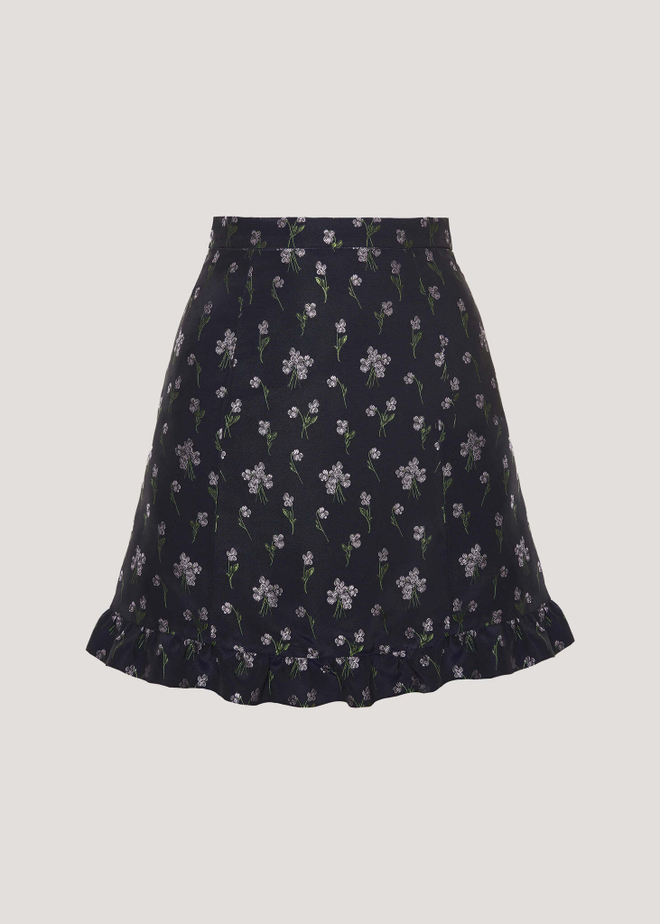 Мини юбка из цветочного жаккарда