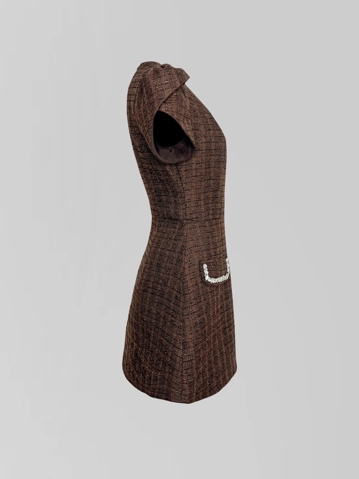 Платье Agdali Brand 1033 твидовое со стразами на карманах