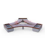 Лавка Rail Road 01 вогнутая с 3-мя вазонами