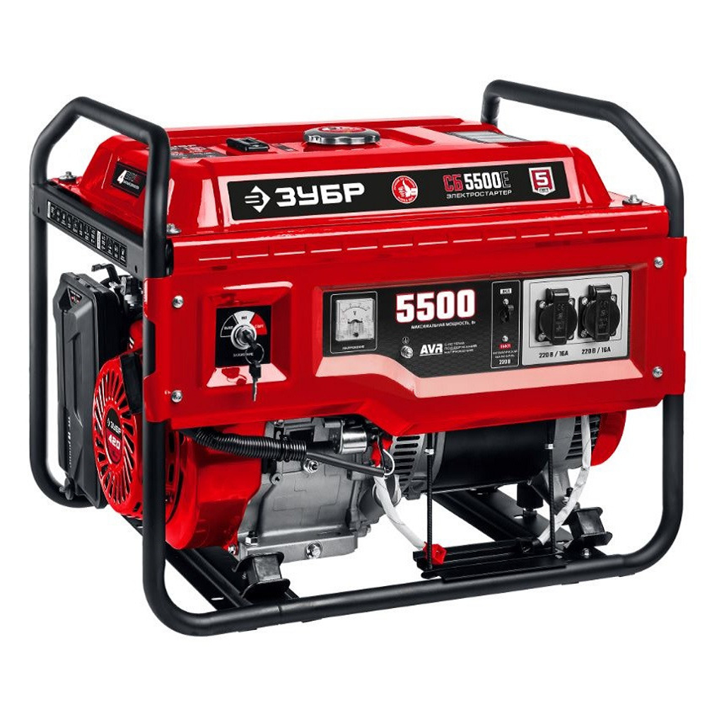 Генератор бензиновый с электростартеро Зубр Мастер СБ-5500Е 5,5 кВт
