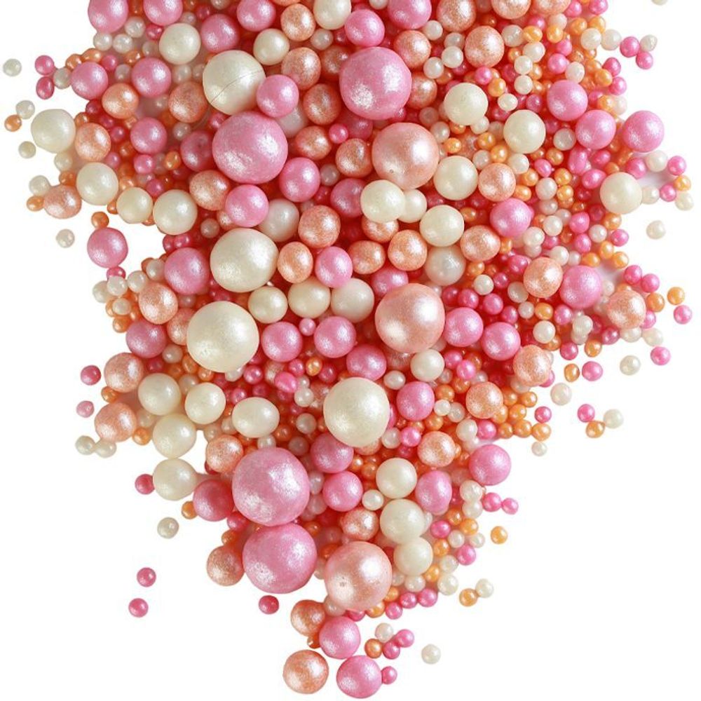 Драже зерновое в кондитерской глазури (244, Жемчуг персиковый, розовый, серебро) 1,5 кг