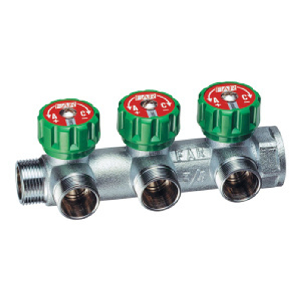 Коллектор регулирующий 3/4", 3 отвода М24х19 FAR