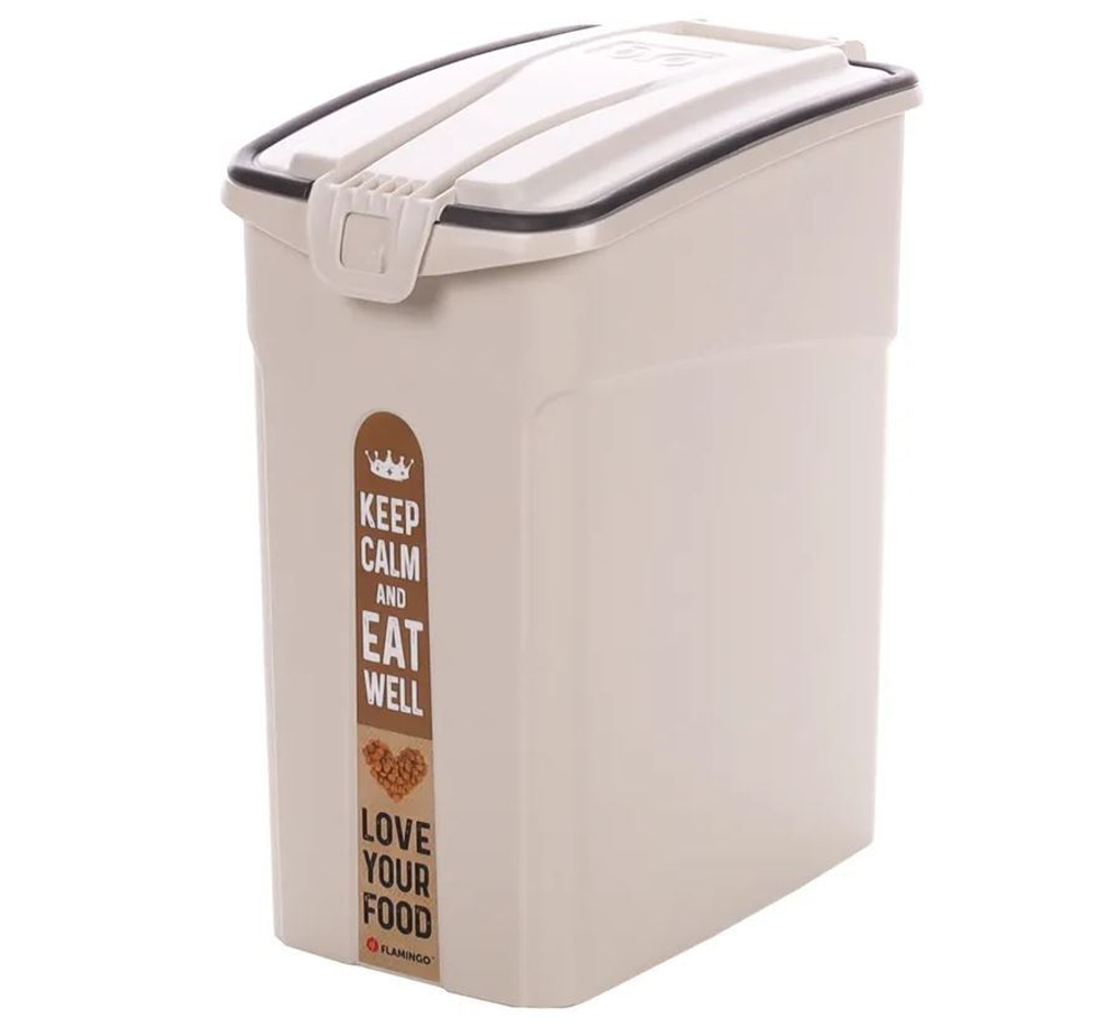 Контейнер для корма, 19,5 см Д х 32 см Ш х 34,5 см В - 16 л, пластик, бежевый