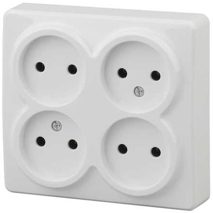 Розетка ЭРА Эксперт 11-2210-01 четверная 4х2P 16A-250В IP20 ОУ горизонтальная белый