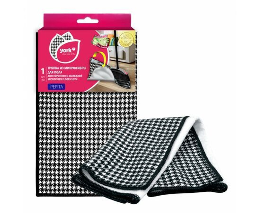 Салфетка для пола York микрофибра двусторонняя с застежкой 026370