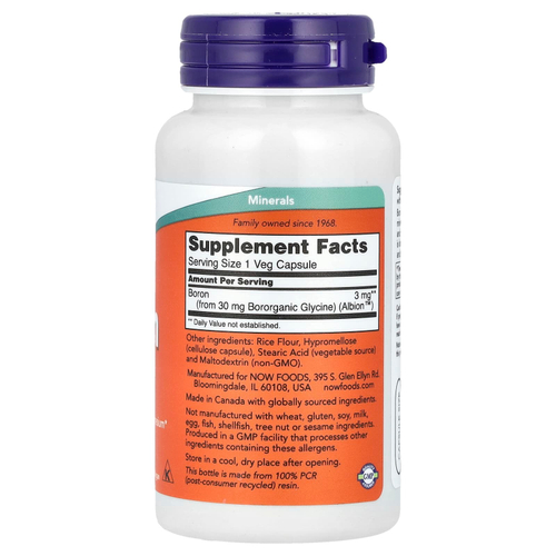 NOW Foods, Бор, 3 мг, 100 растительных капсул
