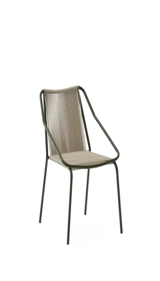 Уличный стул Zivia из веревки цвета экрю и оцинкованной стали зеленого цвета