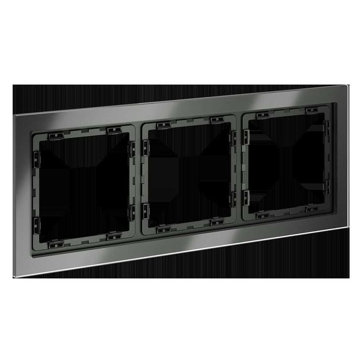 Рамка стеклянная Voltum S70 на 3 поста, (титан, стекло) VLS110306