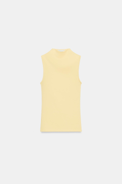 ZARA ТОП БЕЗ РУКАВОВ, СВЕТЛО-ЖЕЛТЫЙ
