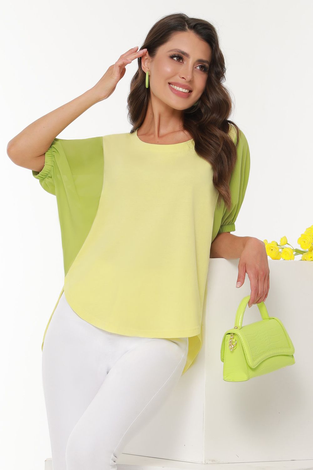 Блузка зеленая летучая мышь DStrend (Акция)