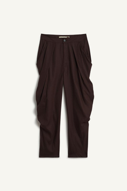 ZARA СТРУЯЩИЕСЯ БРЮКИ СО СРЕДНЕЙ ТАЛИЕЙ ИЗ СМЕСОВОЙ ТКАНИ ЛИОЦЕЛЛА, ШОКОЛАДНЫЙ