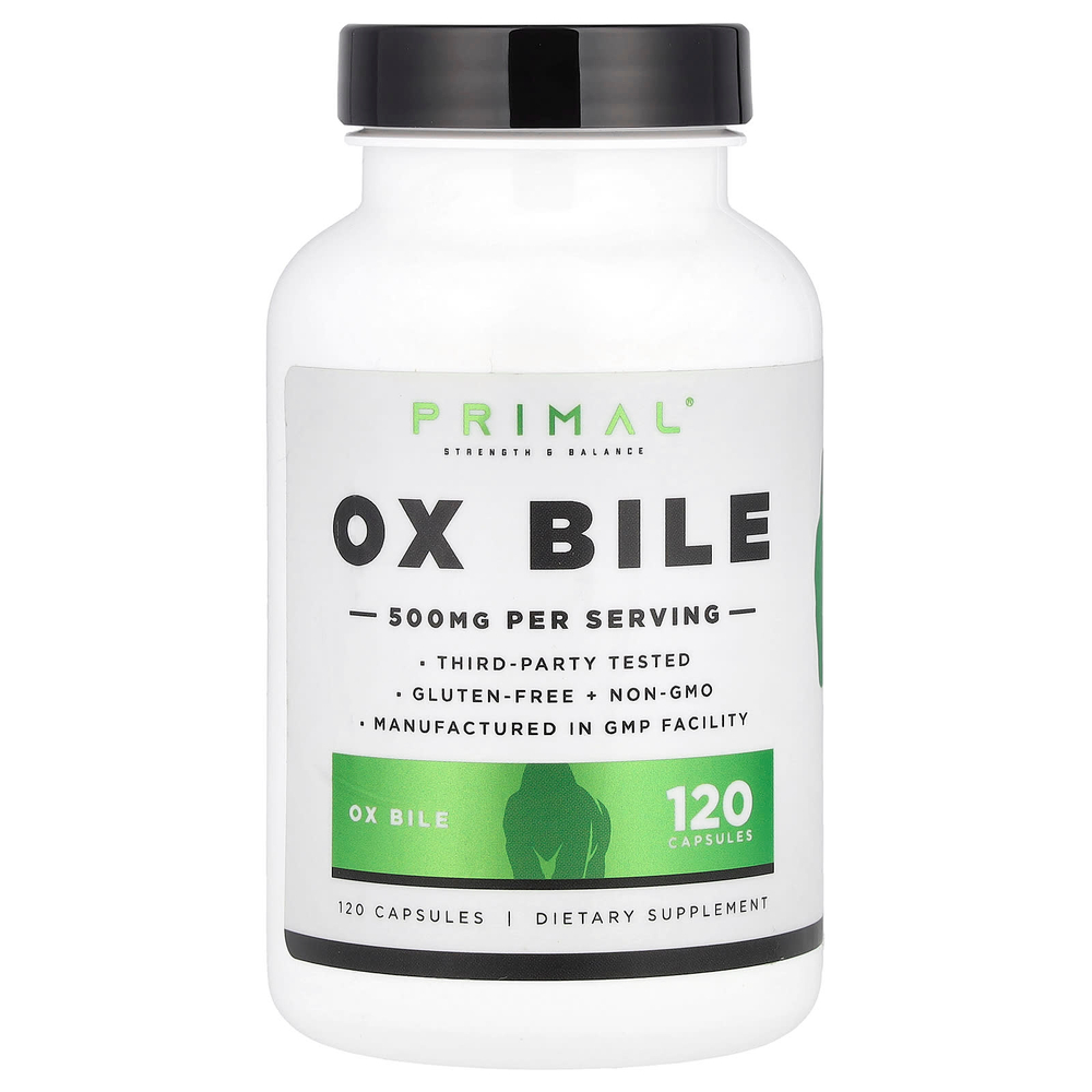 PrePrimal, Бычья желчь, 500 мг, 120 капсул