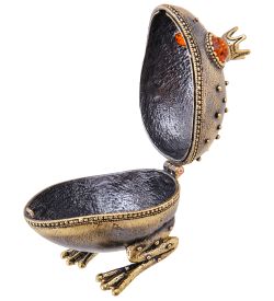 Народные промыслы AM-3781 Шкатулка «Лягушка Царевна» (латунь, янтарь)