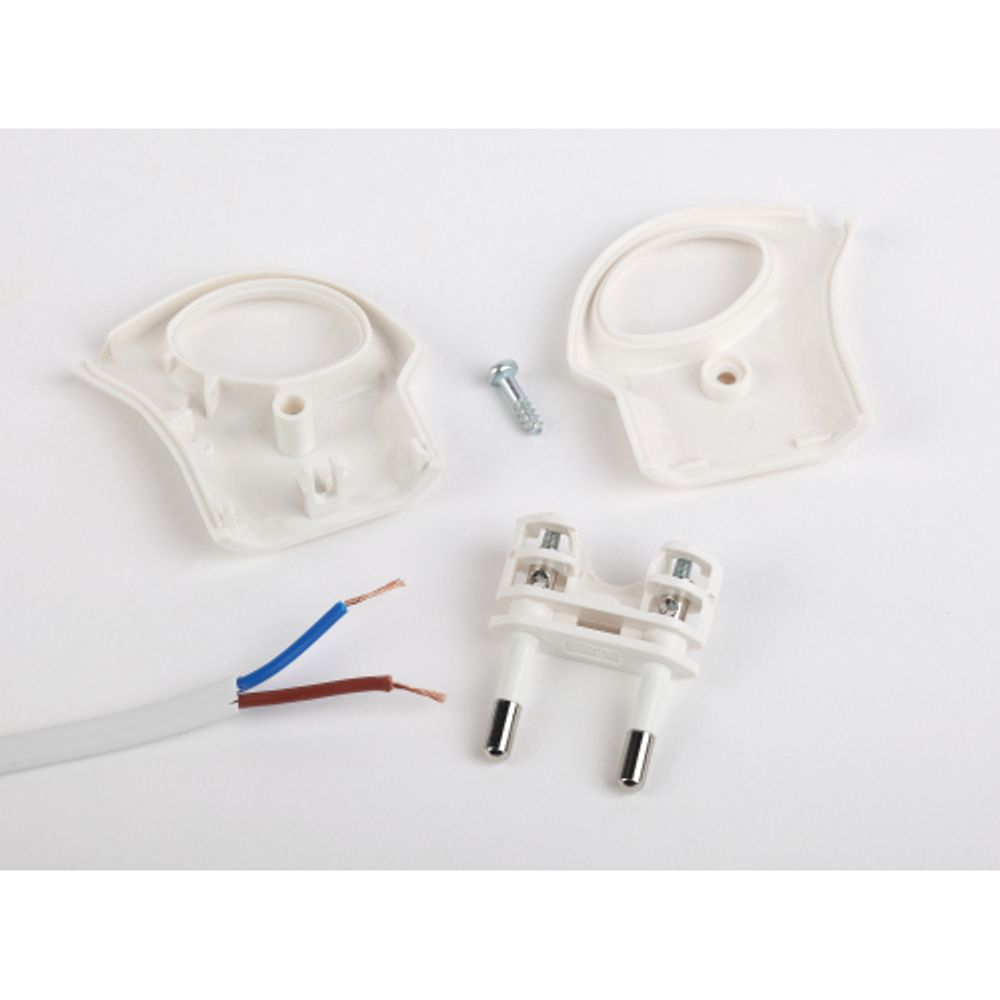 Вилка ЭРА V1 без заземления 10A с кольцом непрямой ввод белая