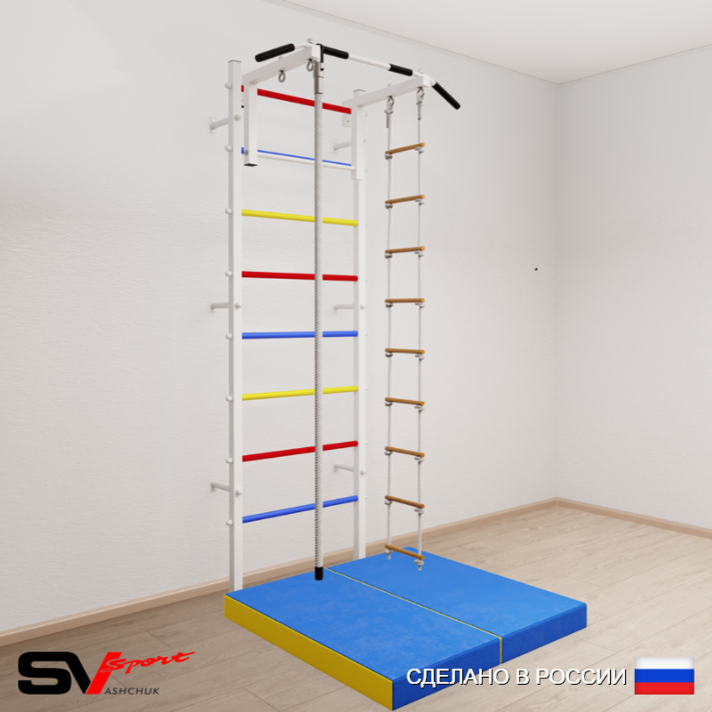 Шведская стенка Sv Sport 5144 (Турник стандарт/Канат/Лестница/Мат 1м)