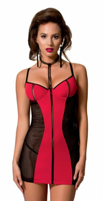 Сорочка и стринги Coline Avanua черно-красная S/M