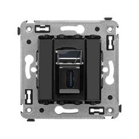 USB 3.0 розетка одинарная в стену, тип А-А, "Avanti", "Черный квадрат"