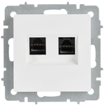 BRITE Розетка компьютерная двойная кат.5E RJ45 РК10-2-БрАБ арктический белый IEK