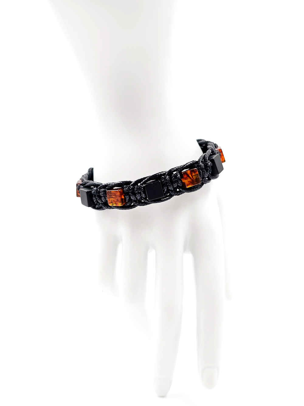 Мужской браслет на руку из янтаря. Браслет из формованного янтаря