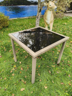 Стол из искусственного ротанга 80х80  АНТАЛИЯ «Antalija» — Greige