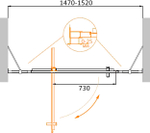 Дверь в проём Cezares MOLVENO-BA-12-100+50-C-Cr-IV 150х195, профиль хром, стекло прозрачное