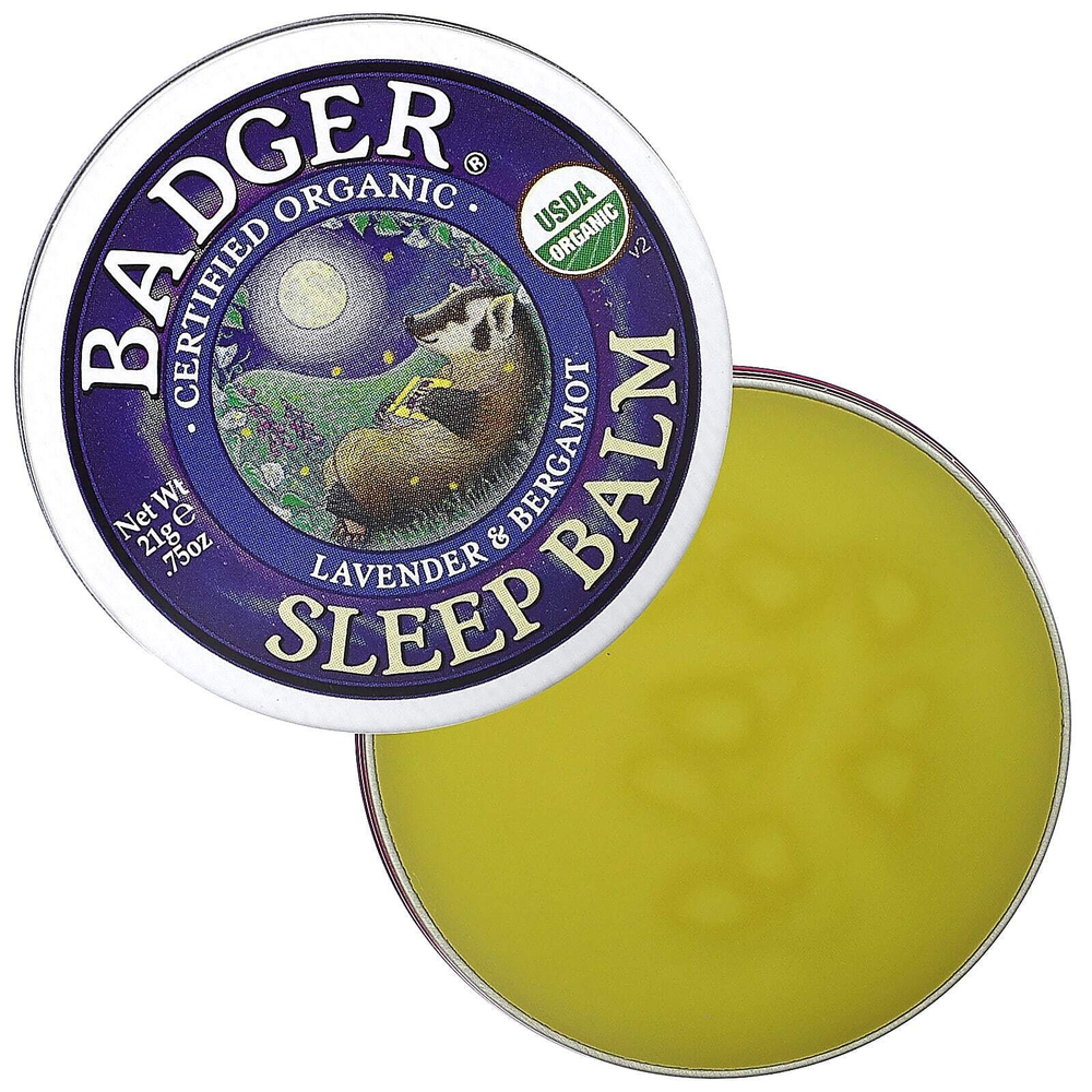 Badger, Органический бальзам для сна, лаванда и бергамот, 21 г (0,75 унции)