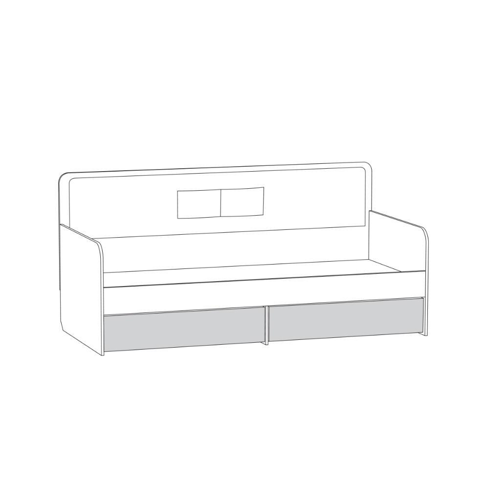 Кровать Вуди 11.02, Белый премиум, Дуб Золотой, Савана латте