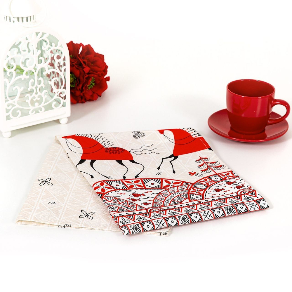 Набор кухонных полотенец, 3 шт , 45х60 см , рогожка