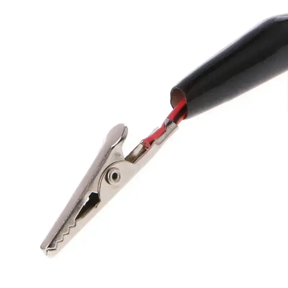 Зажимы с проводом 1метр красный и черный "крокодил - крокодил"