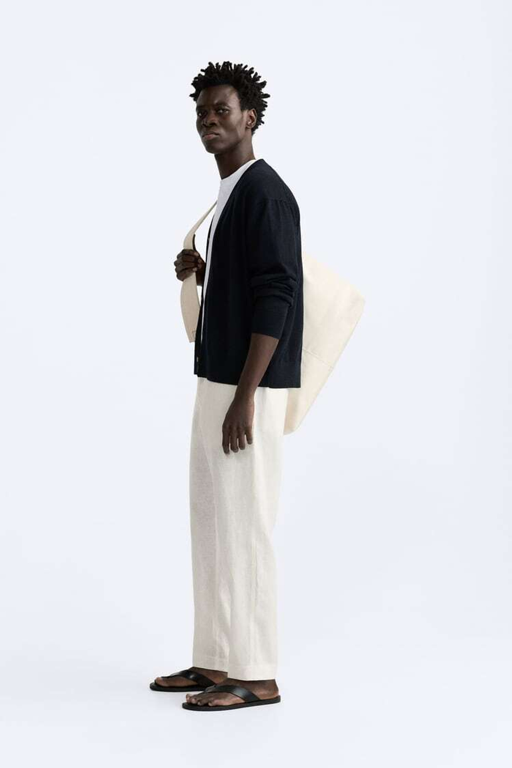 ZARA БРЮКИ ИЗ 100% ЛЬНА, БЕЛЫЙ