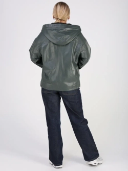 Кожаная куртка демисезонная с капюшоном короткая