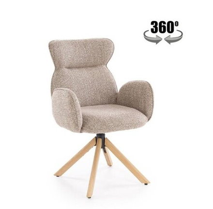 Стул HALMAR K585 темно-бежевый/дуб натуральный, поворотный