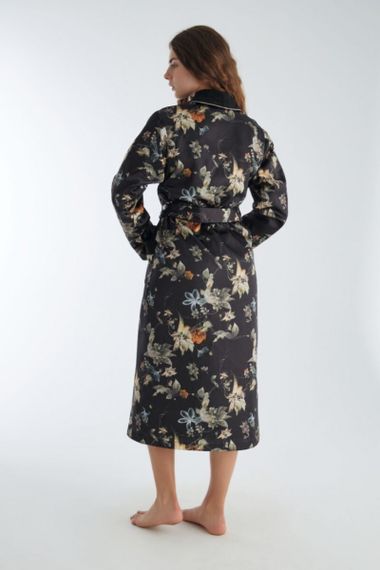 Женский халат шелк махра 8040 черный NUSA Турция