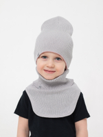 Шапка вязаная хлопковая ТВИНС(Пудра, Св.серый)