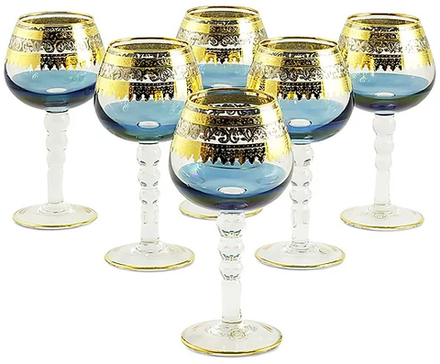 Migliore De Luxe Набор бокалов для коньяка Adriatica, хрусталь, декор золото 24К, платина - 6шт