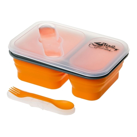 Tramp Контейнер силиконовый 2 отсека с ловилкой, TRC-090, оранжевый