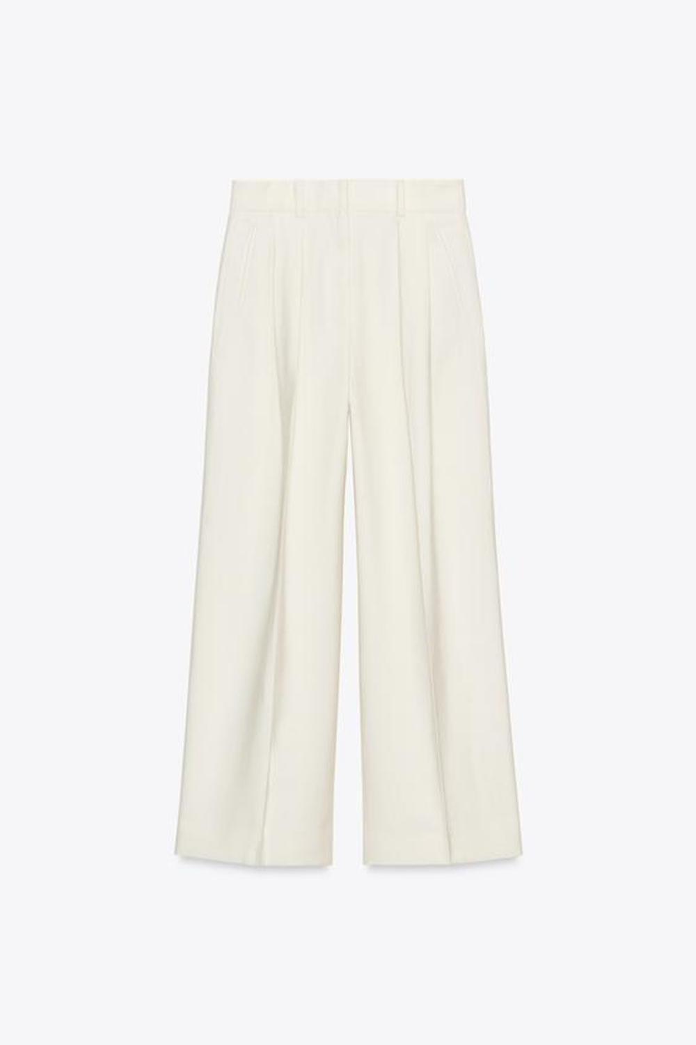 ZARA ЛЕГКИЕ БРЮКИ С ЗАЩИПАМИ — ZW COLLECTION, ЭКРЮ