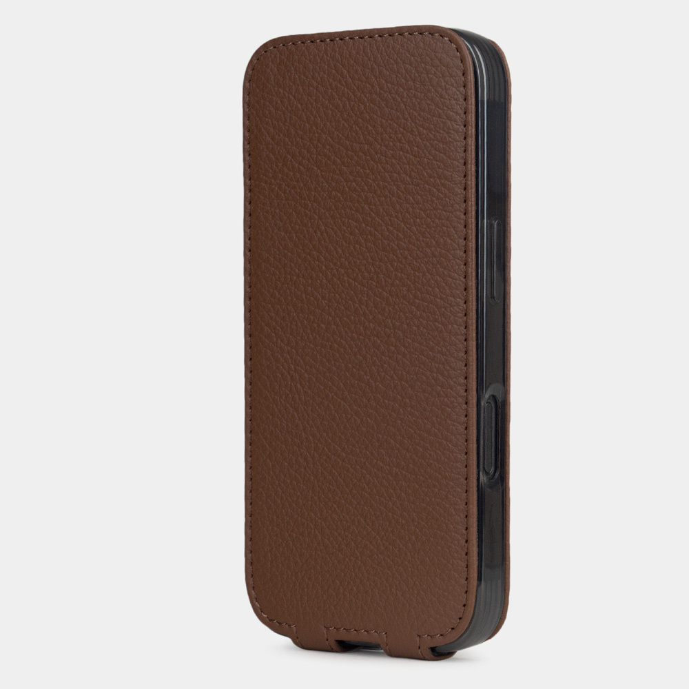 Кожаный чехол для iPhone 17 Pro, теленок цвета шоколад